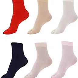 starvis Women's Ankle Length Nylon Thumb/Toe Colored Summer Soft Socks (Pack of 6)-picture-32