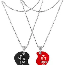 m men style Friendship Day Gift Best Friend Forever Couple Locket Set Black And Red Stainless Steel Pendant Necklace Chain For Men And Women Spn20190978-picture-42