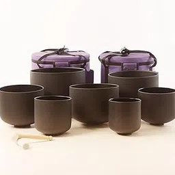 Leize 6-12 inch Chakra Tuned 432hz Set of 7 Quartz Black Crystal Singing Bowls with Heavy Duty Carrying Cases and Singing Bowl Mallet Suede Strikers-image-10