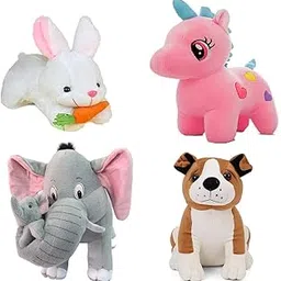 odinbirds Pack of 4 Unicorn Dog Elephant & Rabbit Soft and Stuffed Teddy Bear,Soft Toys for Baby Boys/Girls (30CM) image 1