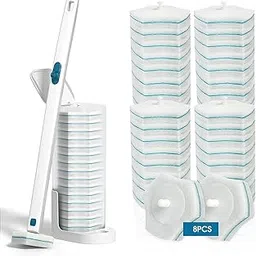 RICAMZI Disposable Toilet Brush With Holder and 8 Refills, Cleaning Supplies for Deep Cleaning and Hygienic Bathroom Maintenance, White-picture-14