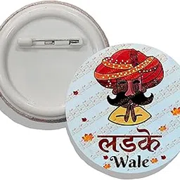 Gfylo | Ladke Wale Rajasthan Wedding Badge | Ladkiwale Ladkewale Badges, Groom Bride Badges I Plastic Pin Badge | Gift occasion Marriage (58 mm Badge)-picture-18