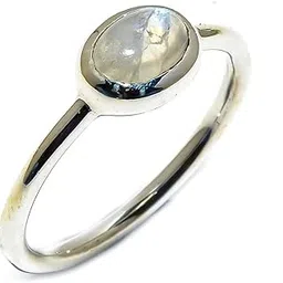 anika jewellers White Rainbow Moonstones Natural Gemstone Ring - 92.5 Sterling Silver Handmade Women's Ring (23)-picture-30