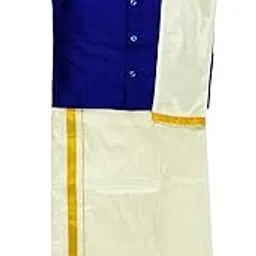 Boys South Traditional Special Art Silk Dhoti & Stunning Color Shirt with Angavastram Set | Ethnic Festival Wear for Boys, Perfect for Diwali, Pongal, Ceremonies & Special Occasions-image-41