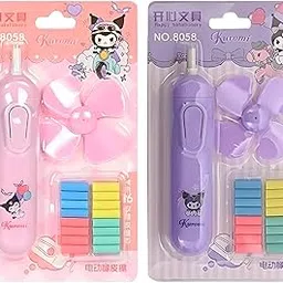 SHAKTISM Electric Eraser for Kids, Kuromi & Naruto Design, Automatic Battery-Operated Pencil Eraser, Art and Craft Stationery Random Design 1Pc (Kuromi Eraser)-picture-29