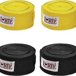 Lordz Cotton/Nylon Boxing Hand Wraps (Set of 2) Combo Semi Elastic Hand & Wrist Support for Kickboxing Training Gym Workout (Size: 120 Inch) image 1