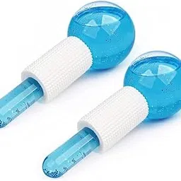 TRIBEAZI 2 PCS Beauty Crystal Ice Globes for Face & Eyes | Facial Cooling Massage Balls with Handle | Ice Roller Globes for Puffiness, Redness Relief, Soothing, Skin Tightening & Glow (Blue)-picture-16