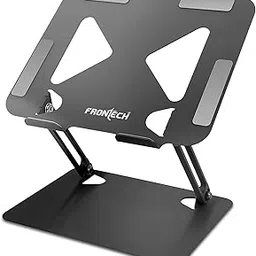 FRONTECH Laptop Stand, Carbon Steel, Stepless 4°–45° Height Adjustment, Anti-Slip Silicone, Foldable & Portable, Fits Laptops Up to 17", Dark Grey, (CP-0012)-picture-10