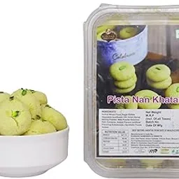 KUNDAN NAMKEEN Sweet Vegetarian No Added Preservatives & No Artificial Color Pista Nan Khatai Biscuit Cookies 250gm-picture-70