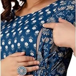 antas Maternity Feeding Kurtis for Women Cotton – Zip Access Nursing Dress | Comfortable Pregnancy Wear | Stylish Feeding Kurti | Soft Cotton Maternity Dresses for Womens-picture-53