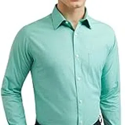 raymond Men Cotton Slim Fit Solid Pattern Semi Cut Away Collar Formal Shirt-picture-22