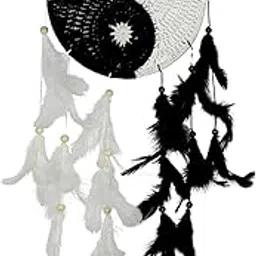 Wall Hanging Crochet Dream Catcher - Pattern: Yin Yang (White Black) B512-picture-18