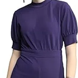 tokyo talkies Women's Short Sleeves High Neck Solid Jumpsuit |Stylish | Casual-picture-20