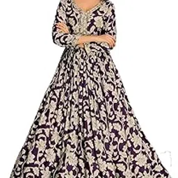 Women's vetican Print with Hand Embroidery Work Anarkali Aliya Cut Long Gown(M-2548)-image-75