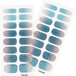ECOMISTIQ® 2Pcs Nail Stickers Press on Nails Glitter Nail Supplies for Home Nail Salons Style G|Health & Beauty| Nail Care Manicure & Pedicure | Press-On Nails-picture-49