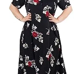 indietoga Women's Plus Sizes Floral Printed Fit and Flare Long Maxi Dresses (2XL to 10XL)-picture-27