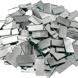 INDIKONB Silver Glass Pieces for Crafts & Lippan Art | Shiny Mirror Materials for Mandala, Jewelry & DIY Art (Rectangle)-picture-13
