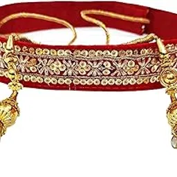 navti creations Women's Kamarband (Bridal Belt) with Cross Design Golden Embroidery (Adjustable) width 3.2cm/Waist Hip Belt/Lehnga Belt/Saree Belt-picture-42