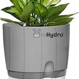 Handy Yellow hydroponics Self-Watering Pots, Durable Plastic Pots, Indoor & Outdoor Use, Home & Office Decor, Low Maintenance, Plants Not Included, Pot Size: 18 * 15 Cm (Grey)-picture-19