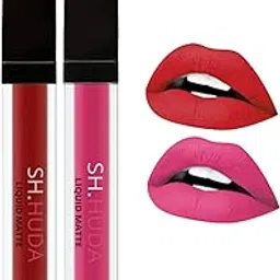 SH.HUDA Professional Beauty Maroon Edition Long Lasting Liquid Matte Lipsticks (Maroon + Pink)-picture-44