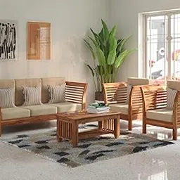 Custom Decor Sheesham Sofa Set for Living Room Wood Furniture | Office | Wooden Sofa Set 3+1+1 | Natural Teak Brown (3+1+1(New))-picture-18
