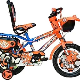 LYMRIC Kids Cycle 14 T for Boys and Girls with Training Wheels (Orange, 14 T)-image-5