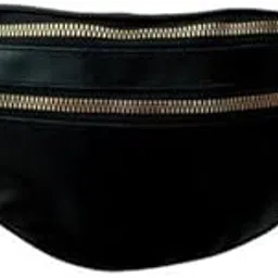 Unisex Waterproof Waist Bag – Solid Black Leather Fanny Pack with 2 Compartments,Bag_0021_Black-picture-27