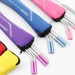 TINSICO Stainless Steel Straws with Silicone Tips (Pink-Silver)-picture-21