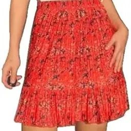 mikoniko Short Skirts for Women, Summer Elastic High Waist Pleated Ruffle Short Skirt Mini A-line Floral Printed Short Skirts-picture-22