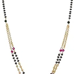 Traditional Mangalsutra Necklace, Black Beads with Gold-Plated Chain, 18 inch, Glass Beads and Decorative Pendant-picture-30