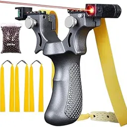 Marksman® Powerful Resin Strong Fiber Material Slingshot Outdoor Games and Learning Gulel Catapult (Resin Grey Laser Slingshot 115MM) image 1