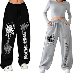 acoustix Oversized Spider & Web Graphic Sweatpants, Combo-picture-10