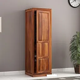 HAVORI FURNITURE Wooden 1 Door Wardrobe Organizer for Storage with 2 Drawer 1 Shelves & Hanging Space - Sheesham Wood Cupboard for Bedroom - Wooden Almirah Organizer for Clothes Storage (Design 57)-picture-29