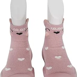 infantso Pink Color with Heart Shape Design Non-Slip Baby Sock Shoes for Toddlers -Soft, Breathable & Anti-Skid Floor Sneakers image 1
