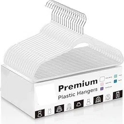 40 Pack Slim Plastic Hangers for Clothes - Heavy Duty Non-Velvet Hangers with 360 Swivel Chrome Hook & Non Slip Notches - Ideal for Dresses Coats Shirts Jackets & More-picture-19