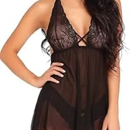 Saniya ENT Babydoll Lingerie for Honeymoon | Baby Doll Night wear for Women Set | Short Transparent Nighty for Women | Nightgown Dresses for Women Stylish Western Style| Sexy Night Dress-picture-14