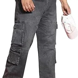 urbano plus Men's Loose Baggy Fit Travel Cargo Jeans with 8 Pockets Stretchable-picture-17