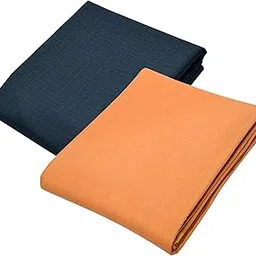 KUNDAN SULZ GWALIOR MEN'S Cotton Shirt & Trouser Fabric Combo Set (Un-Stitch; 1.20 & 2.25 Meter: Navy Blue & Orange)-image-28