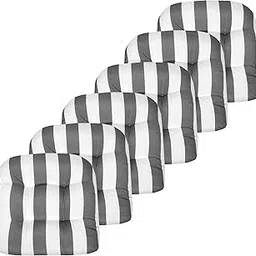 Sweet Home Collection Patio Cushions Outdoor Chair Pads Premium Comfortable Thick Fiber Fill Tufted 19" x 19" Seat Cover, 6 Pack, Havana Silver/White-picture-14