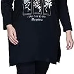in love Women's Cotton Chest Printed Full Sleeve Plus Size T-Shirt with Pyjama Set-picture-49