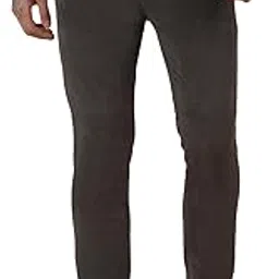 Men's Olive Printed Corduroy Trousers-image-3
