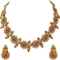 shining diva fashion 18k Gold Plated Latest Stylish Fancy Choker Traditional Necklace Jewellery Set for Women-picture-20