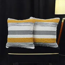 TARANTARAN Luxurious Decorative tuffted Boho Cushion Size 16x16 inch Pack of 2 Pure and Soft Hand tuffted Square Cushion Cover for Bedroom Living Room Sofa-picture-38