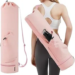 proberos Proberos® Yoga Mat Bag 7.5x31 Inches With Bottom Storage Compartment, Waterproof Durable Polyester, Drawstring Closure, Shoulder Strap, Universal Fit For 25-Inch Mats, Fitness & Travel Essentials-picture-30