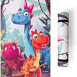 Woohoo Squad TPE Yoga Mat For Kids, 6mm Thickness, 130cm x 60cm | Anti-slip & Anti-skid | Ideal for 3-7 year olds | Free Strap and Bag | Multicolor (Dinosaur)-picture-28