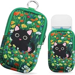 Tiltol Hand Sanitizer Spray Case,Compatible with Popular Sanitizers, Zipper Pouch for Hand Sanitizer,Cute Fashion Accessories with Snap Hook, Portable, Suitable for Girls,Women(Black cat)-picture-14