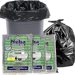 Neha Biodegradable Garbage Bags - Large Size(22 Inch X 26 Inch) With Rubber Band - Black (96 Bags)-picture-12