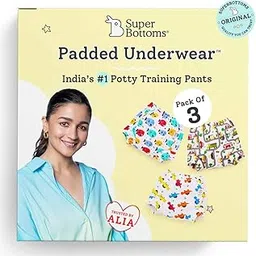SuperBottoms Padded Underwear™ | For Potty Training & Mess-Free Diaper-Free time | Prevents Pee Puddles | 3 layers of Premium Cotton Padding (No sponge) | (Striking Whites, Size: 1, Pack of 3)-picture-30
