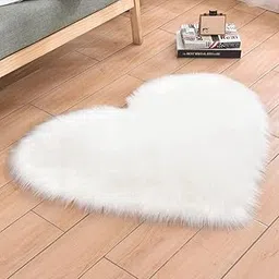 BESTOTAM Super Soft Heart Shape Faux Sheepskin Fur Rug Fluffy Area Rug Love Shape Rug, Accent Carpets for Bedroom Living Room Anti Skid Rug, Plush Fluffy Carpet Area Mats (WHITE)-picture-28