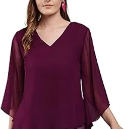 tushita trends Tushita Women Flared Sleeve Layered Georgette Top-picture-33